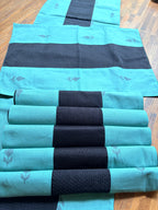 Table Mat & Table Runner Set -  Turquiose Blue & Black Khun