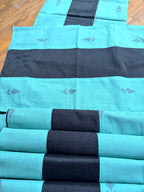 Table Mat & Table Runner Set -  Turquiose Blue & Black Khun