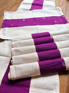Table Mat & Table Runner Set - Off White & Rani Pink