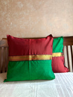 Khun Cushion Cover - Maroon + Green