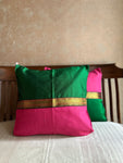 Khun Cushion Cover - Green + Pink