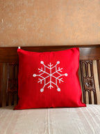 Embroidered Cushion Cover (Cotton) - Red