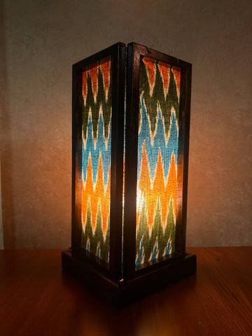 Table Lamp Tall - Green Ikat