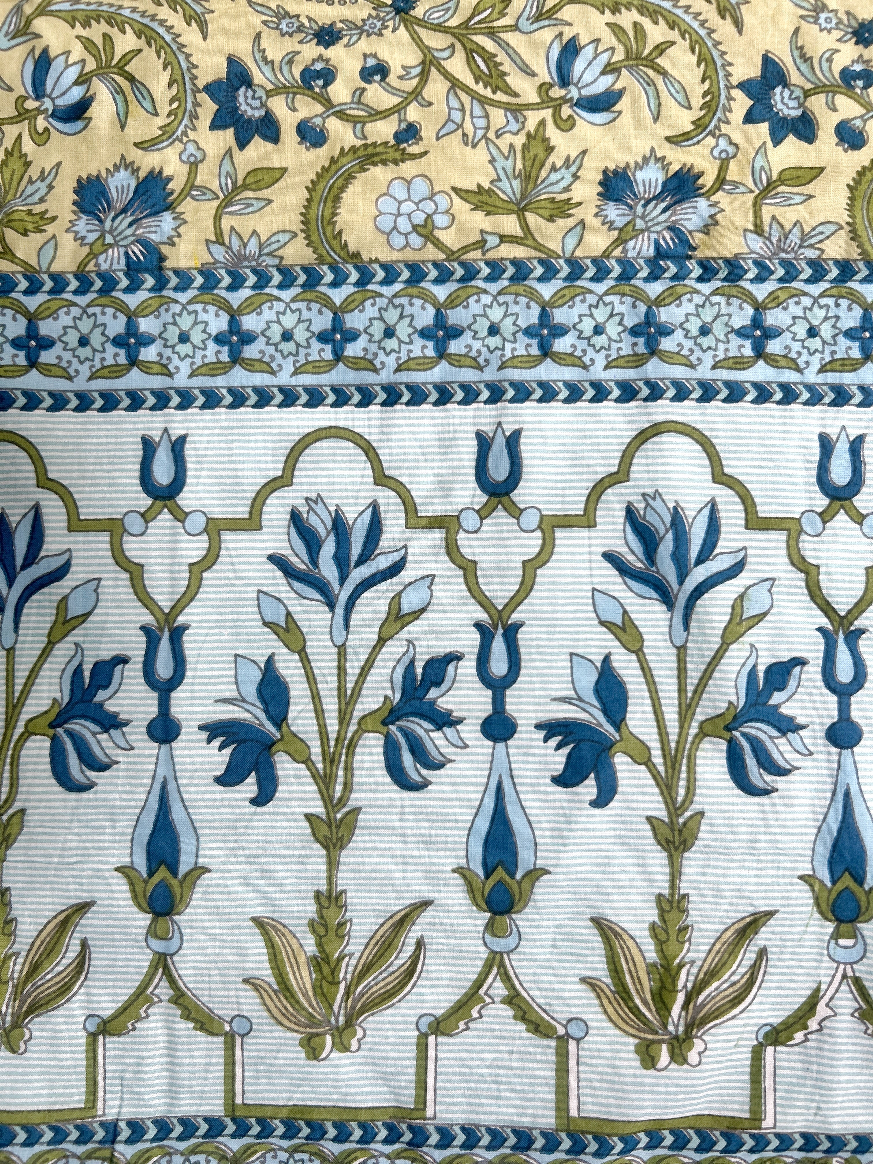 Sanganeri Single Dohar - Blue and Yellow