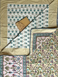 Sanganeri Single Dohar - Pink and Yellow