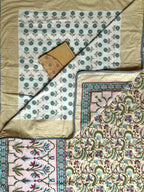 Sanganeri Single Dohar - Pink and Yellow