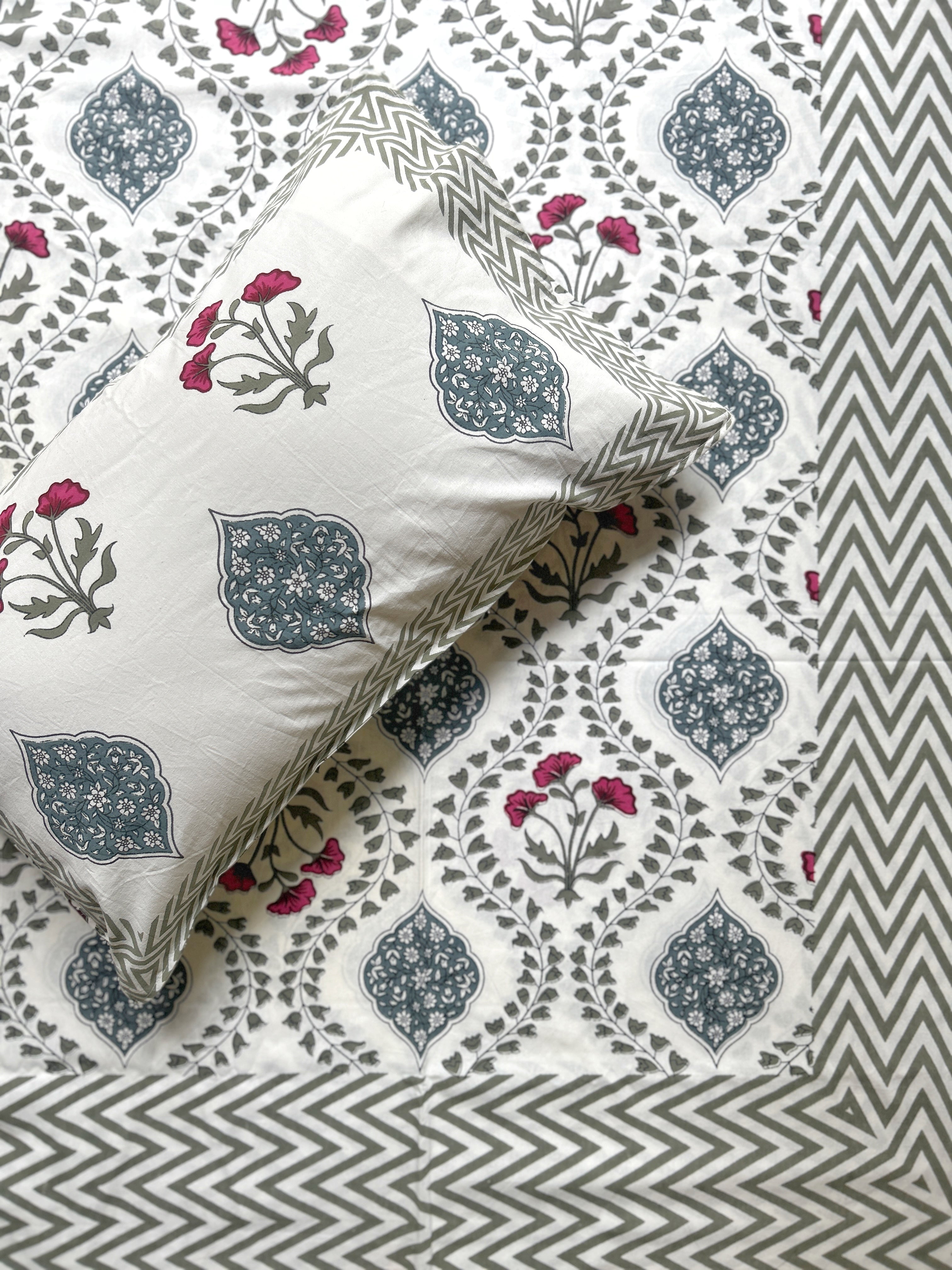 Baagh Double Bedsheet - Grey
