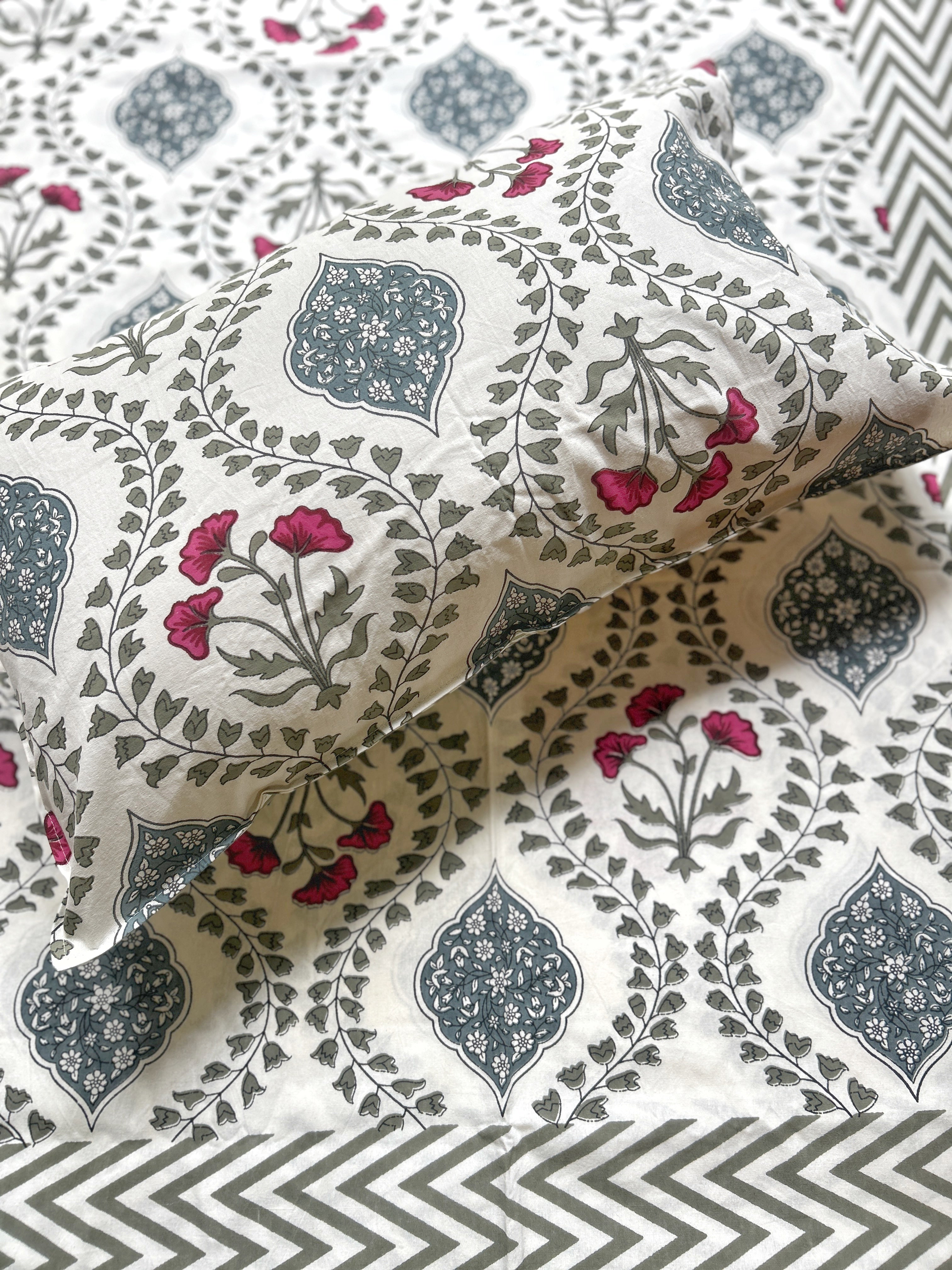 Baagh Double Bedsheet - Grey