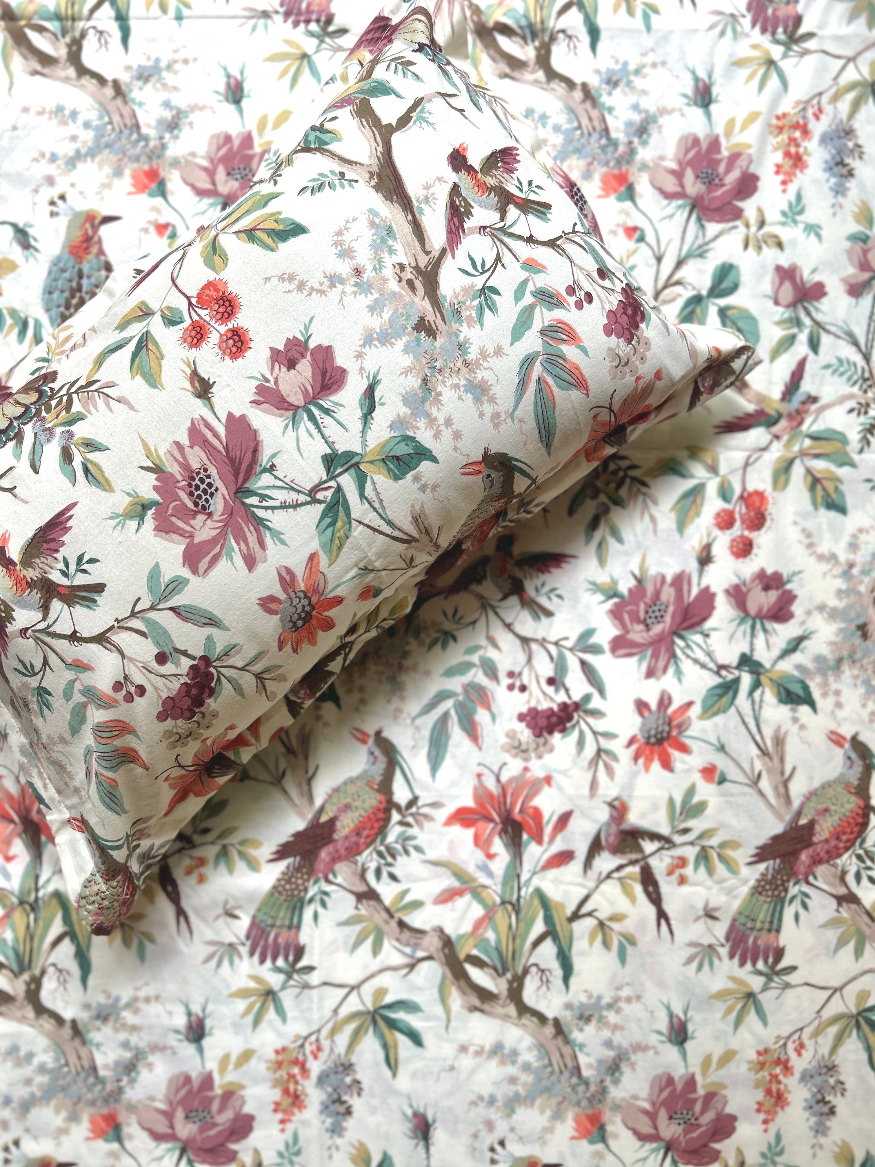 Floral Double Bedsheet - Red flowers