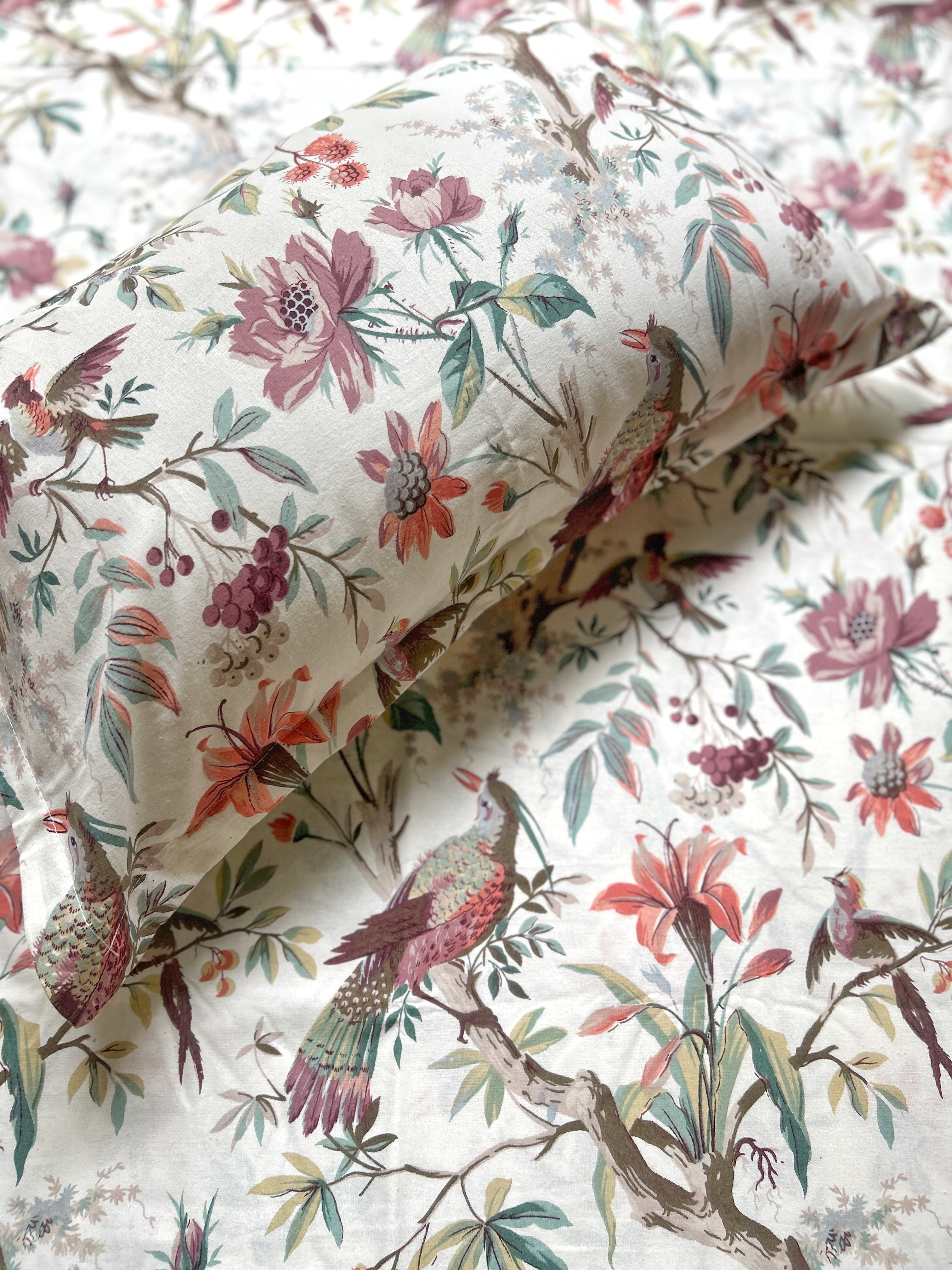 Floral Double Bedsheet - Red flowers