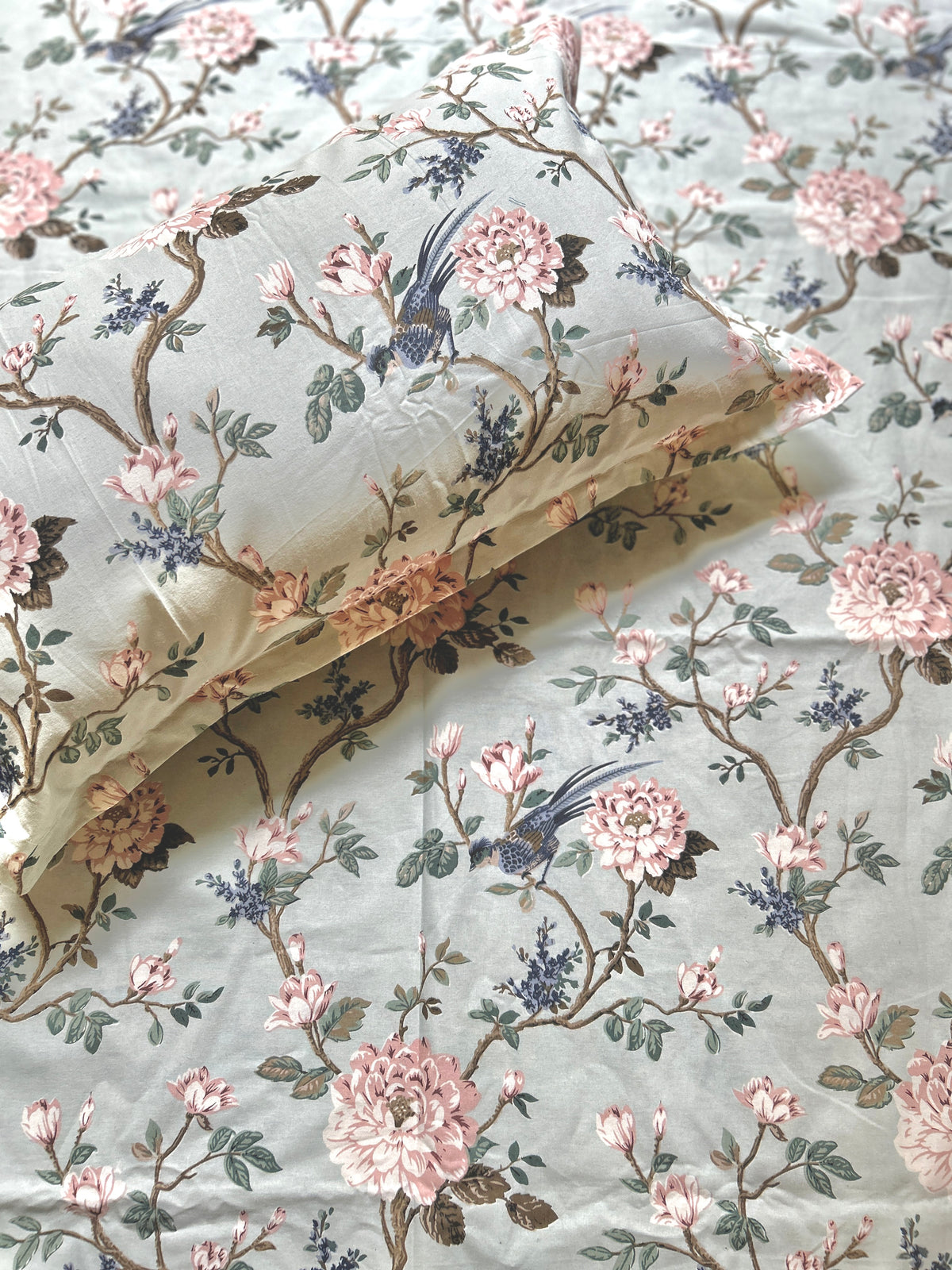 Floral Double Bedsheet - Sage Green
