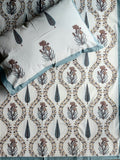 Baagh Double Bedsheet - Blue and grey