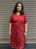 Woman's Semi Festive Cotton Kurti - Maroon