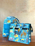Cotton Backpack & Tiffin Bag Set - Blue