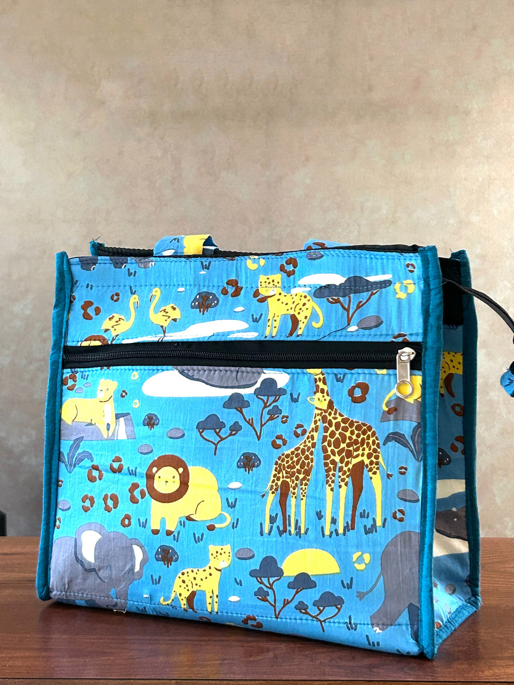 Cotton Backpack & Tiffin Bag Set - Blue