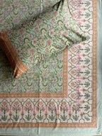 Baagh Double Bedsheet - Green Floral