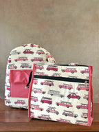 Cotton Backpack & Tiffin Bag Set - Pink