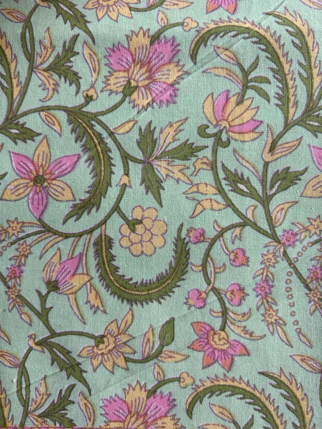 Baagh Double Bedsheet - Green Floral