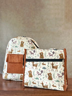 Cotton Backpack & Tiffin Bag Set - Beige