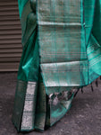 Mangalgiri Pattu Silk Saree with Peacock Border - Green