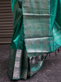 Mangalgiri Pattu Silk Saree with Peacock Border - Green