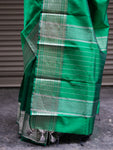 Mangalgiri Pattu Silk Saree with Rudraksh Border - Green