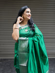 Mangalgiri Pattu Silk Saree with Rudraksh Border - Green