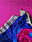 Mix n Match - Silk Top Material + Bandhej Dupatta - Pink