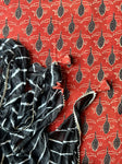 Mix n Match - Block Print Cotton Top Material + Leheriya Dupatta - Red & Black