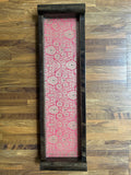 Wooden Tray - Long - Pink & Gold Floral Brocade