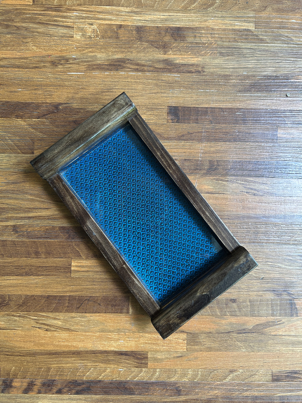 Wooden Tray - Small - Royal Blue & Walnut Brown