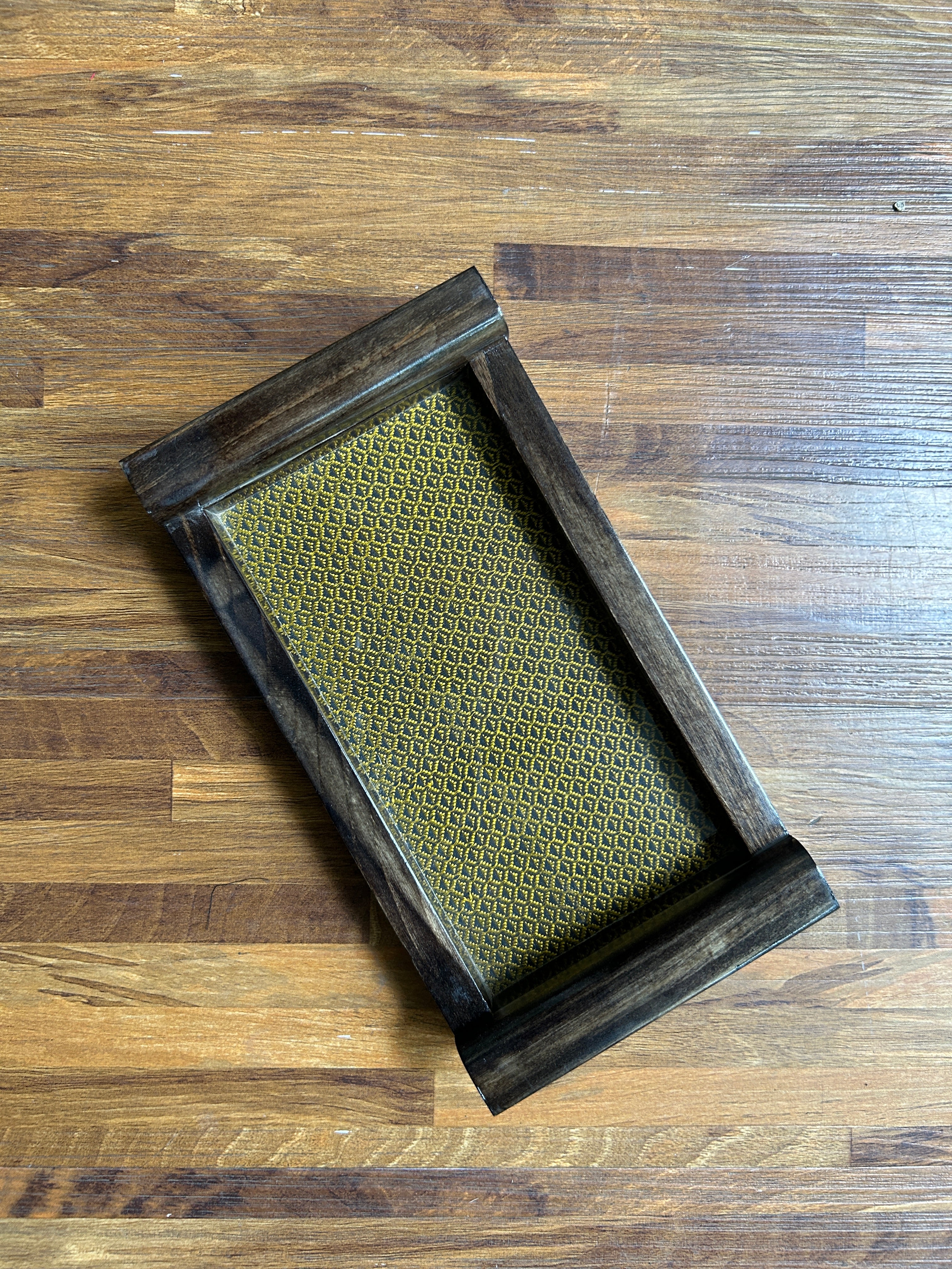 Wooden Tray - Small - Emerald Green & Walnut Brown