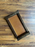 Wooden Tray - Small - Mustard Yellow & Walnut Brown