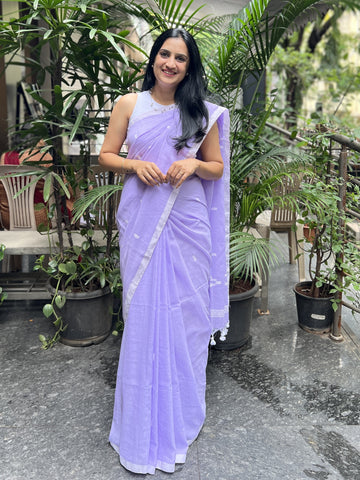 Cotton Saree with Butti - Purple