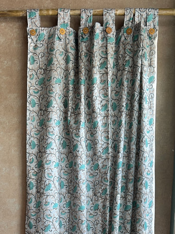 Floral Curtain - Grey Floral