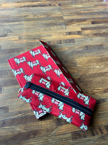 Fabric Diary + Pouch Combo - Red