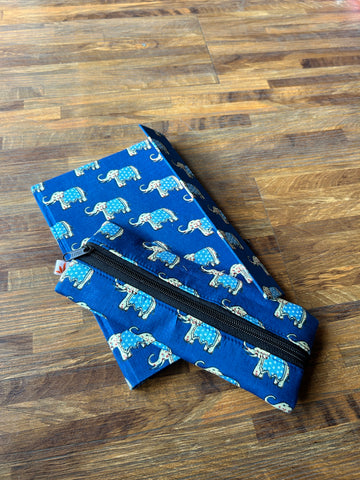 Fabric Diary + Pouch Combo - Blue Elephant