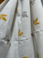 RUI - Organic Cotton Stole - Leaf Print - Mustard Yellow