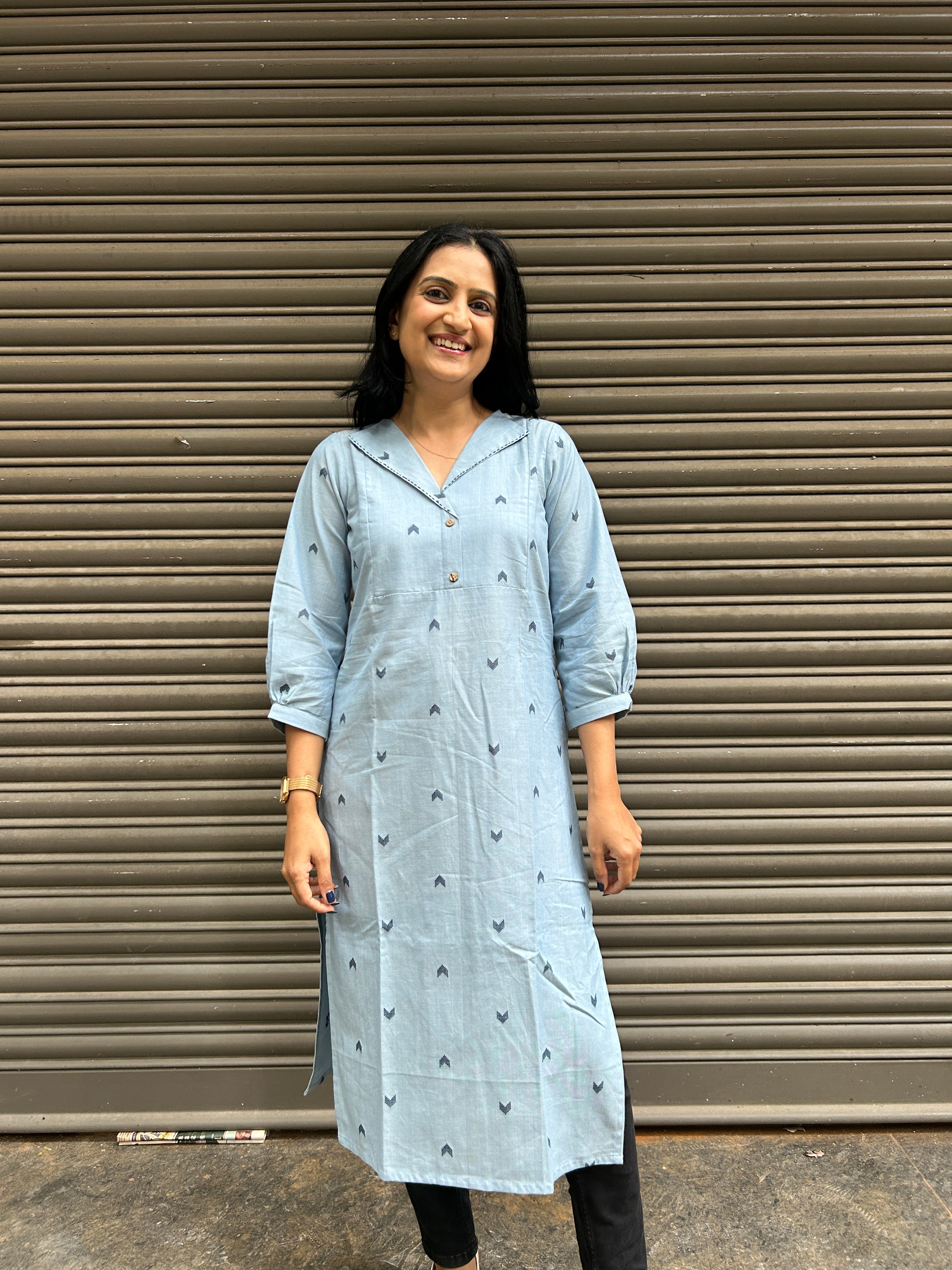 Light Blue Cotton Kurti