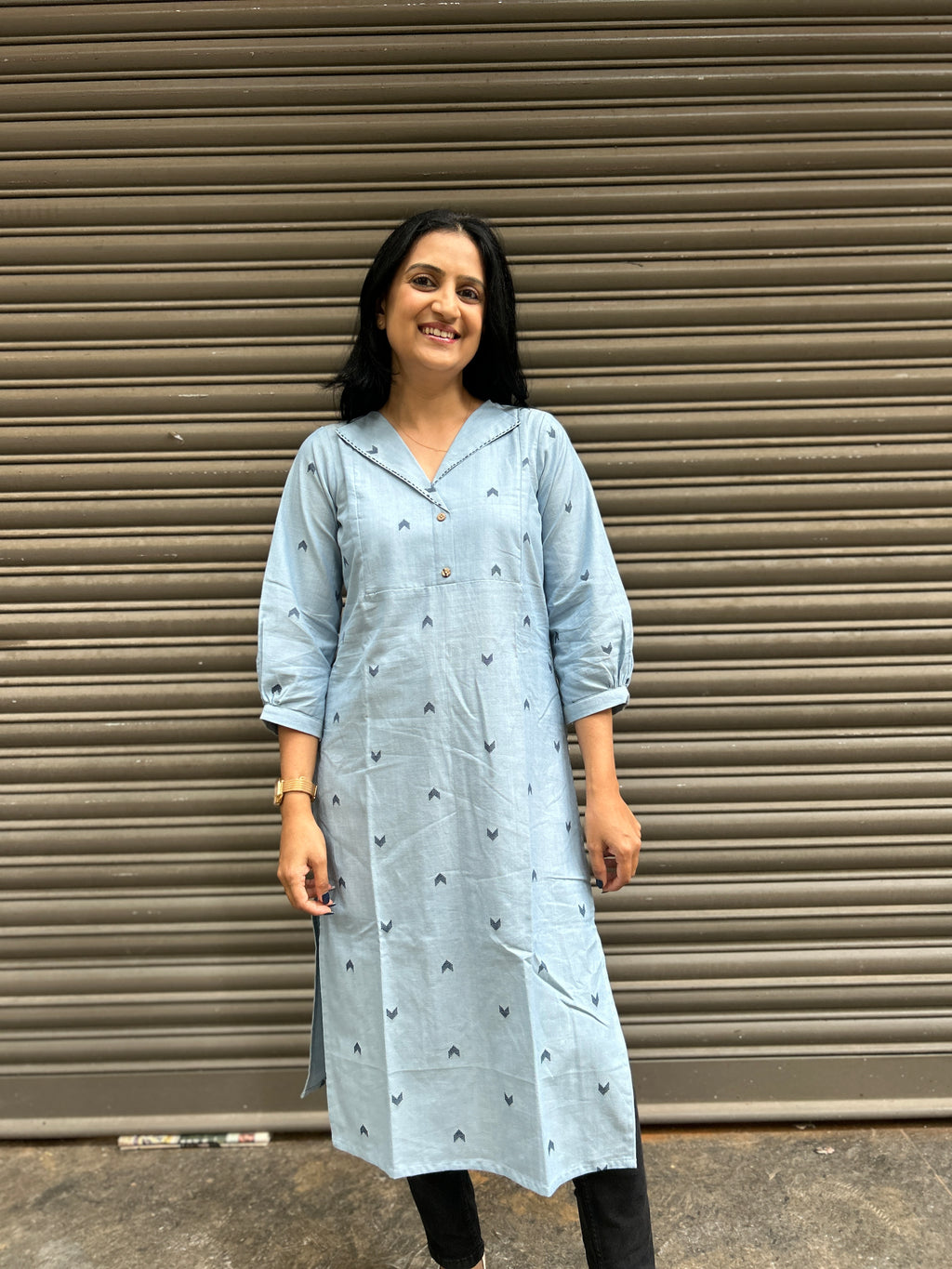 Light Blue Cotton Kurti