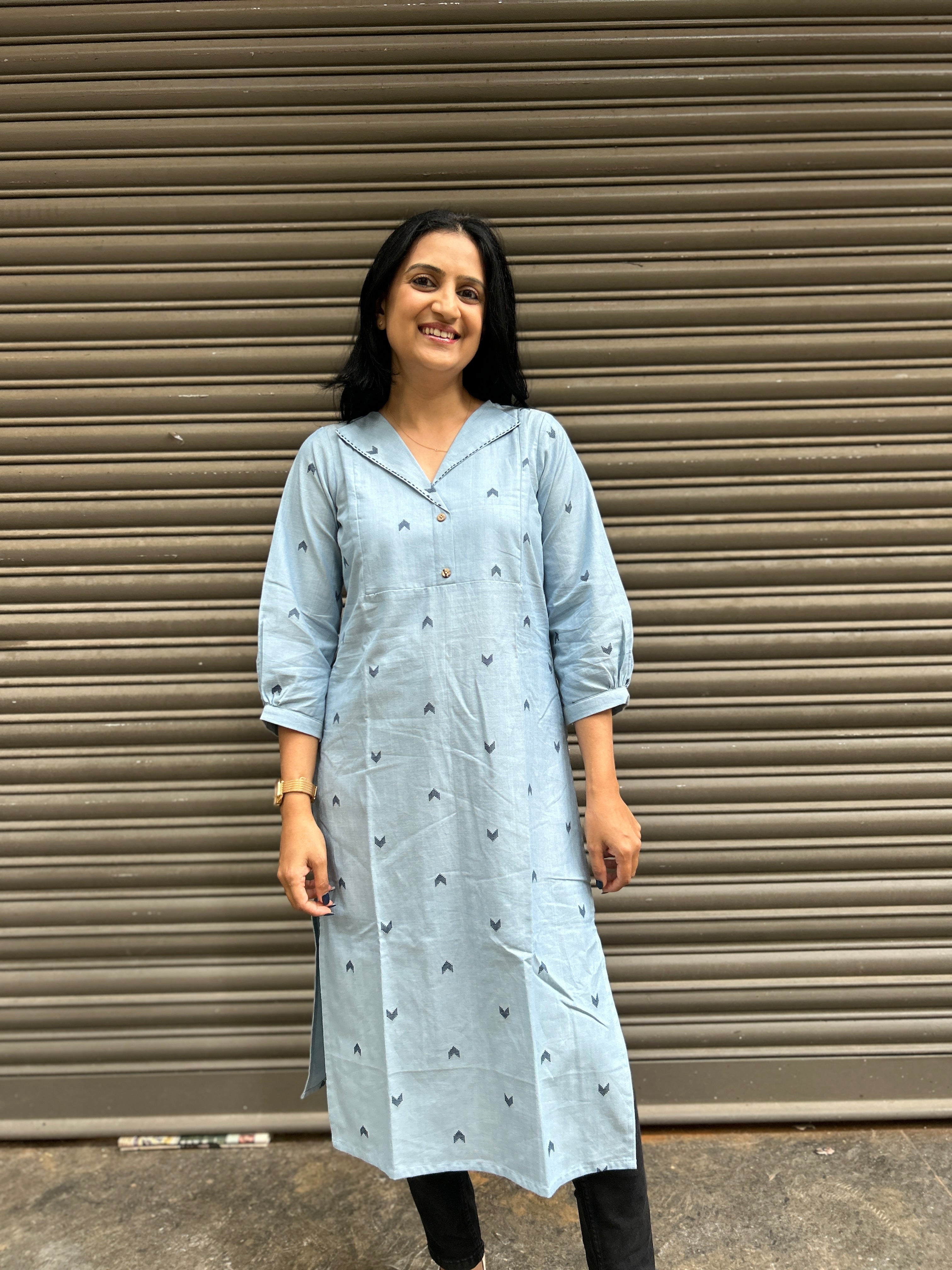 Light Blue Cotton Kurti