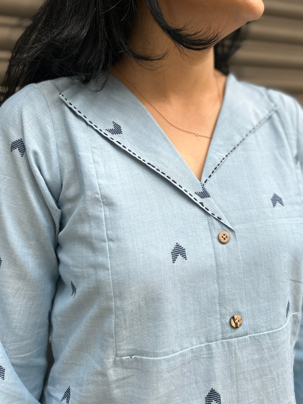 Light Blue Cotton Kurti