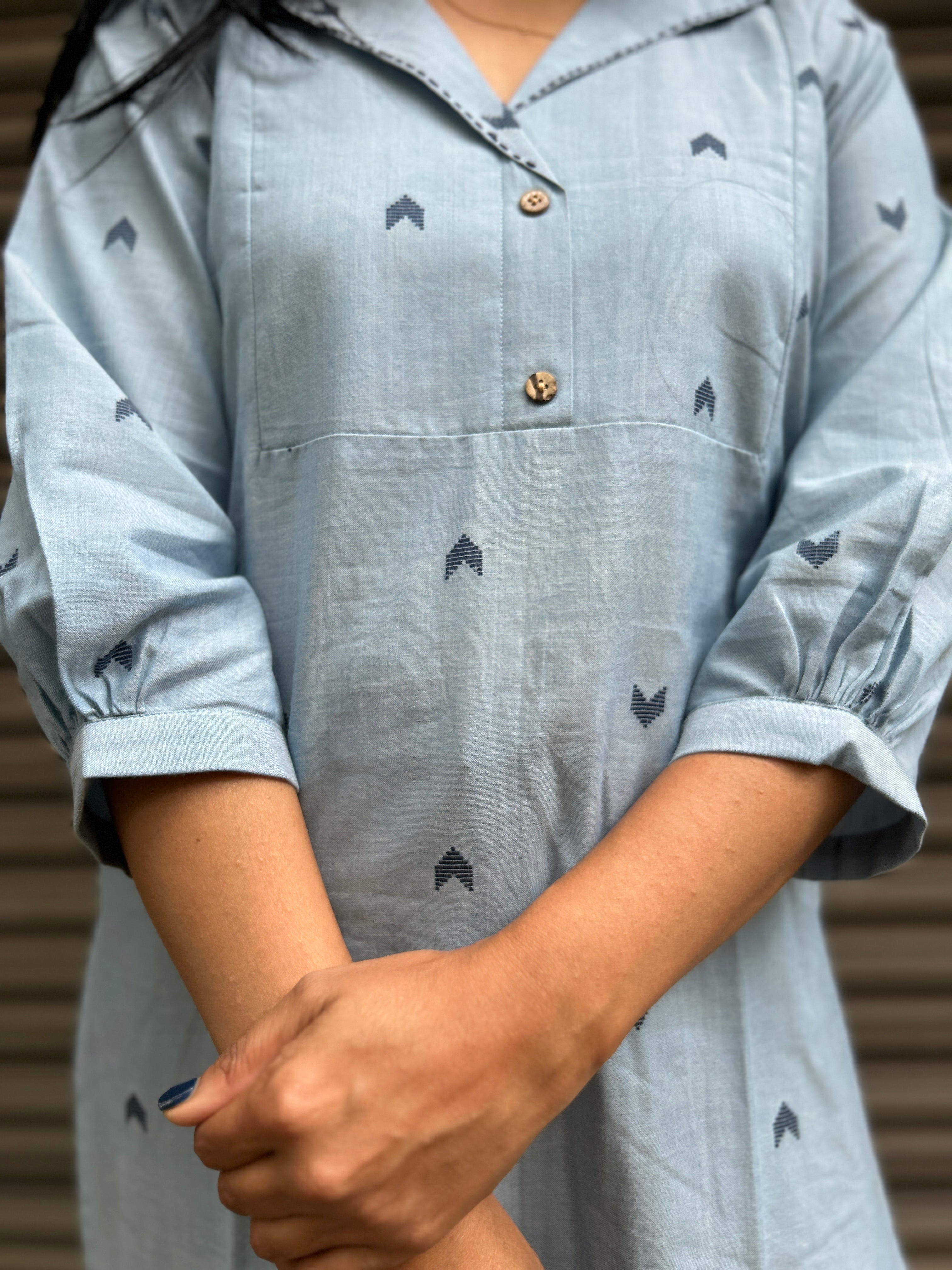 Light Blue Cotton Kurti