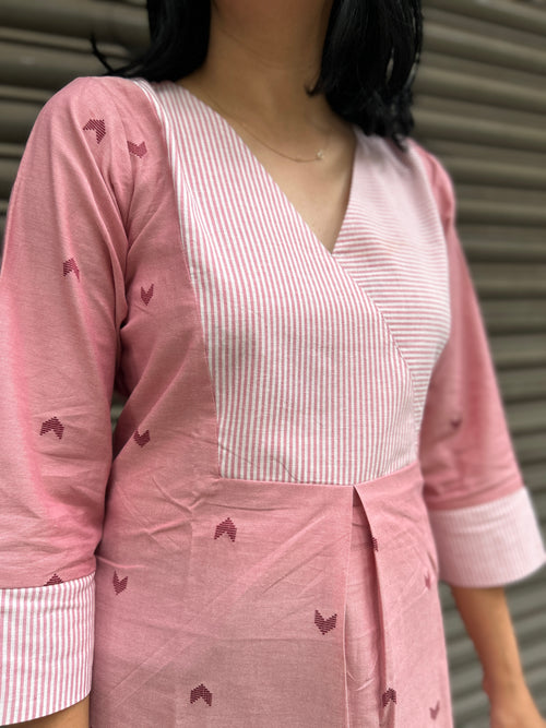 Cotton A-Line Kurti - Pink