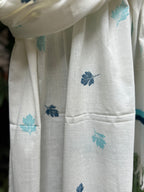 RUI - Organic Cotton Stole - Leaf Print - Blue