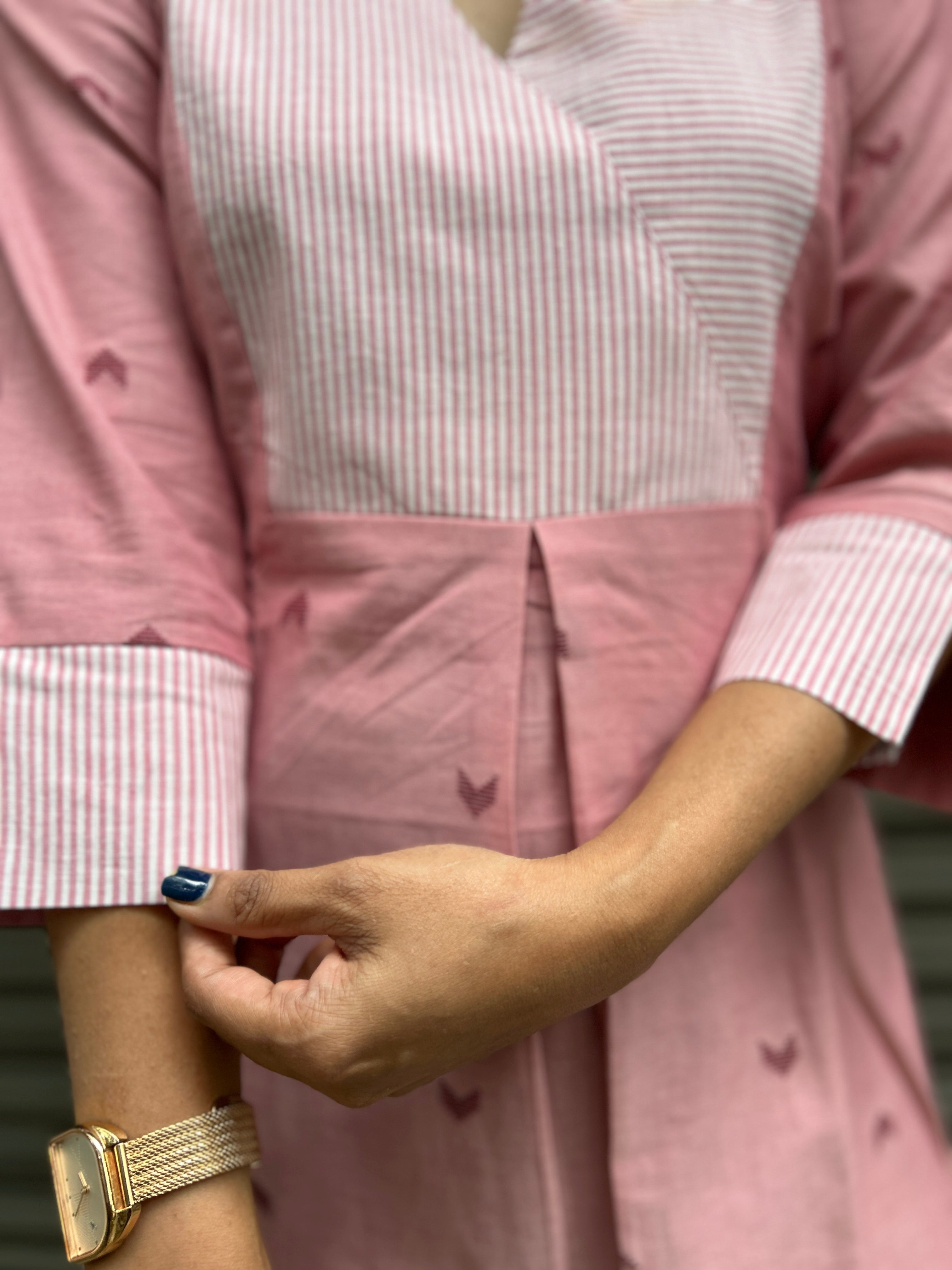 Cotton A-Line Kurti - Pink