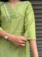 Lime Green Cotton Kurti