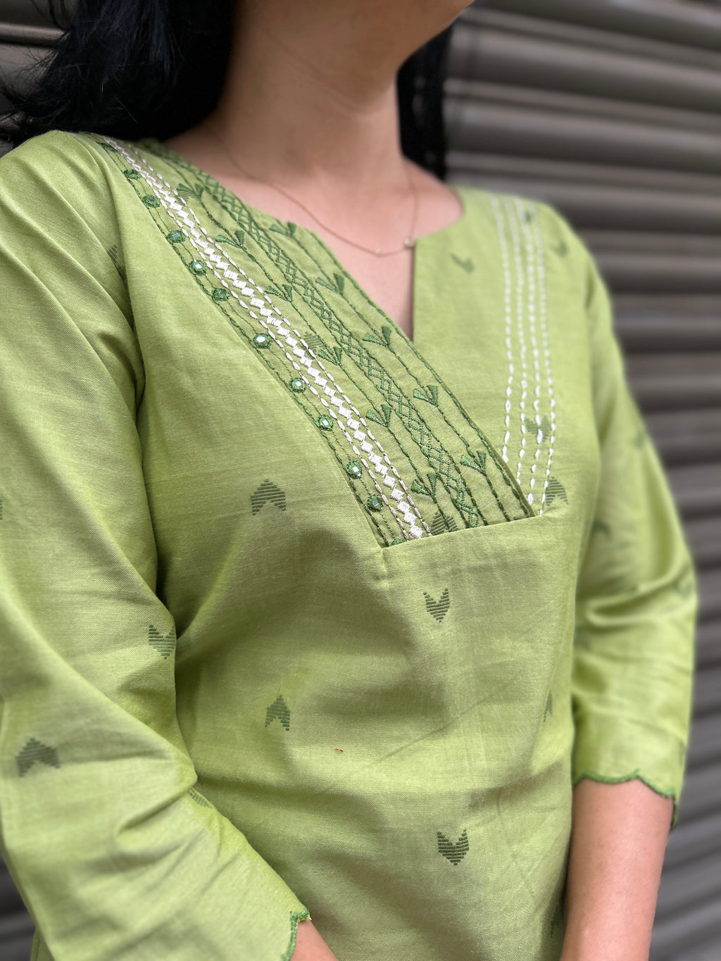 Lime Green Cotton Kurti