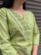 Lime Green Cotton Kurti