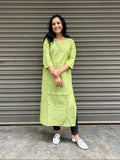 Lime Green Cotton Kurti